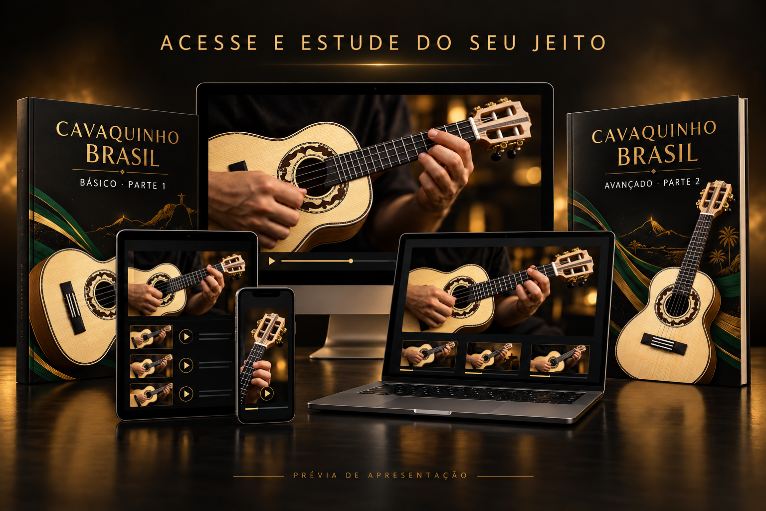 Acesso ao curso pelo celular, tablet e computador, com e-books Básico e Avançado